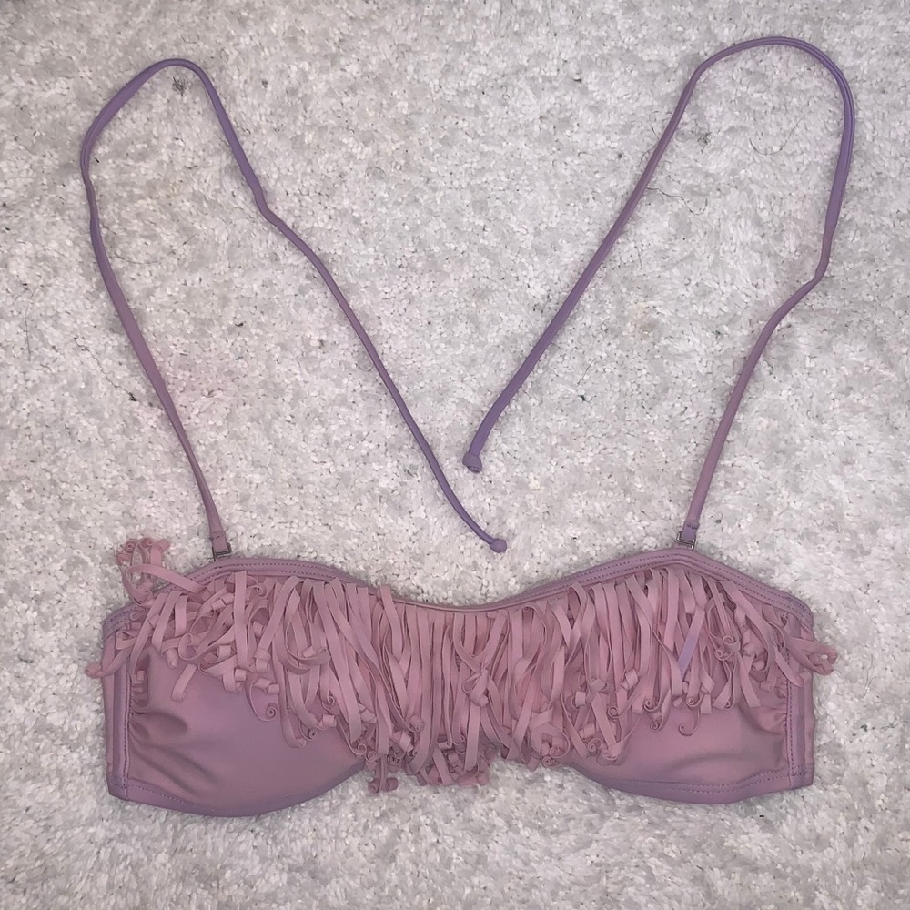 Hollister Purple Pink Blend Fringe Bikini Top